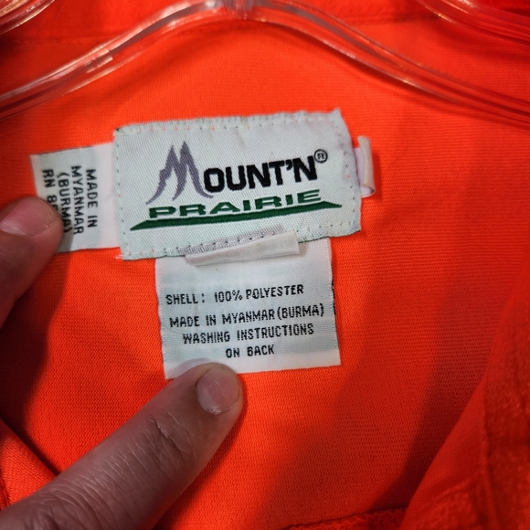 Mount'N Prairie Mens Safety Orange Fleece Button Up Long Sleeve Shirt Sz XL - Picture 2 of 10